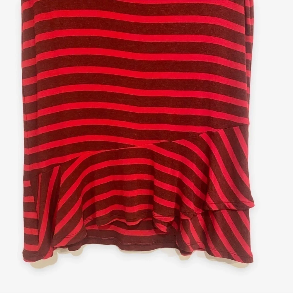 Cabi | Sweet Talk Tee Striped Ruffled Peplum Red Size XS - Picture 5 of 8